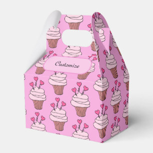 Cute Pink & White Cupcakes Gable Favour Box