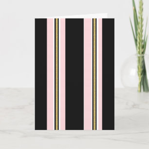 Cute Pink & White Gold Black Stripe Greeting Card