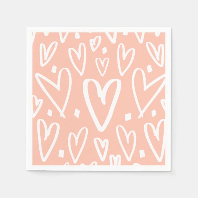 Cute Pink White Heart Pattern Napkin (Front)