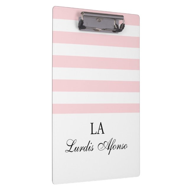 Cute Pink & White Stripe Clipboard  (Right)