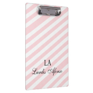 Cute Pink & White Stripe Clipboard 