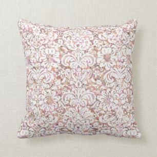 Cute pink white vintage floral design cushion
