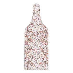 Cute pink white vintage floral design cutting board