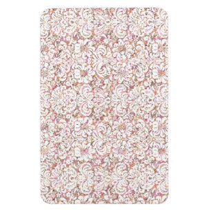 Cute pink white vintage floral design magnet