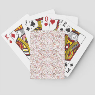 Cute pink white vintage floral design playing cards