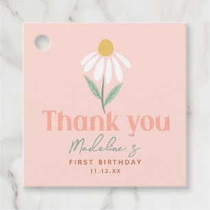Cute Pink Wildflower Daisy Girls Birthday Favour Tags