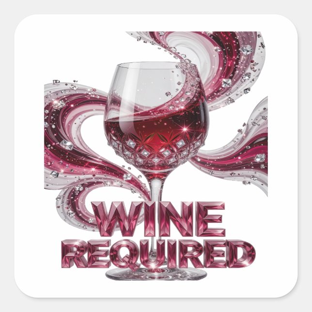Cute Pink WINE REQUIRED Sticker Art (Front)