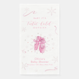 Cute Pink Winter Snowflake Ballerina Baby Shower Napkin