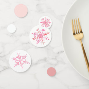 Cute pink winter snowflake party confetti decor