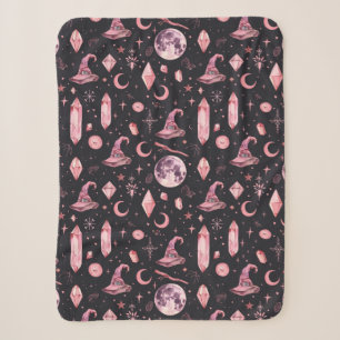 Cute Pink Witchy Sherpa Blanket