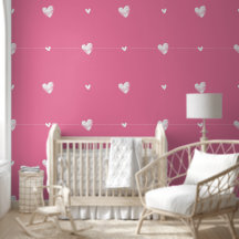 Cute Pink with White Hand Drawn Hearts Pattern