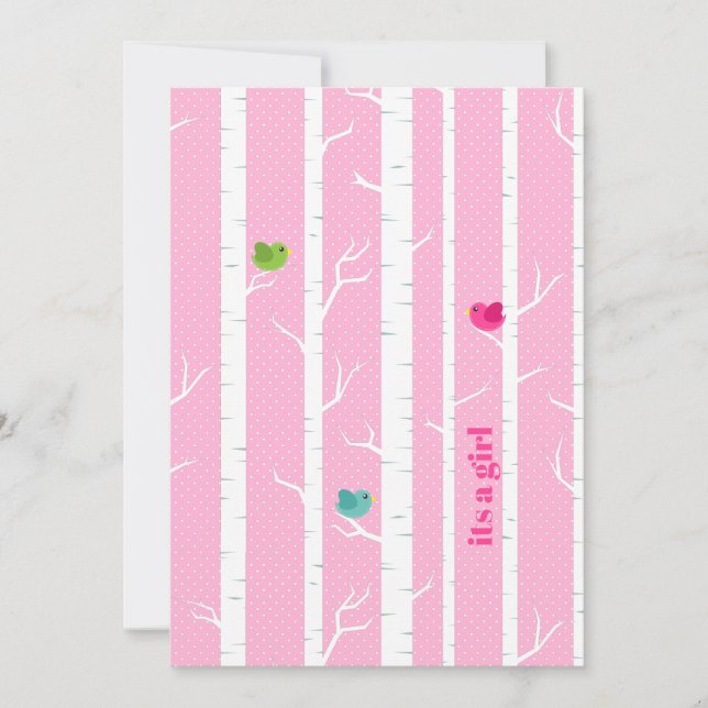 Cute Pink Woodland Forest Baby Girl Shower Invitation (Front)