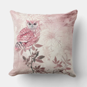 Cute Pink Woodland Owl  Cushion