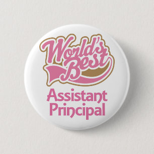 Cute Pink Worlds Best Assistant Principal 6 Cm Round Badge