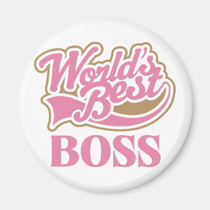 Cute Pink Worlds Best Boss Magnet