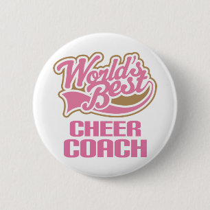 Cute Pink Worlds Best Cheer Coach 6 Cm Round Badge