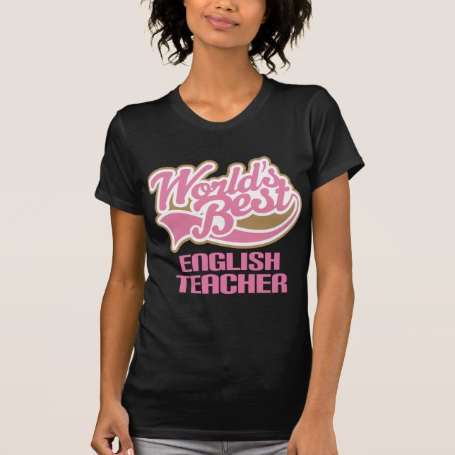 Cute Pink Worlds Best English Teacher T-Shirt (Front)