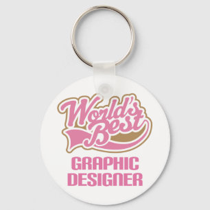 Cute Pink Worlds Best Graphic Designer Key Ring