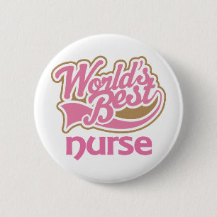 Cute Pink Worlds Best Nurse 6 Cm Round Badge