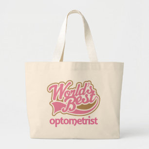 Cute Pink Worlds Best Optometrist Large Tote Bag