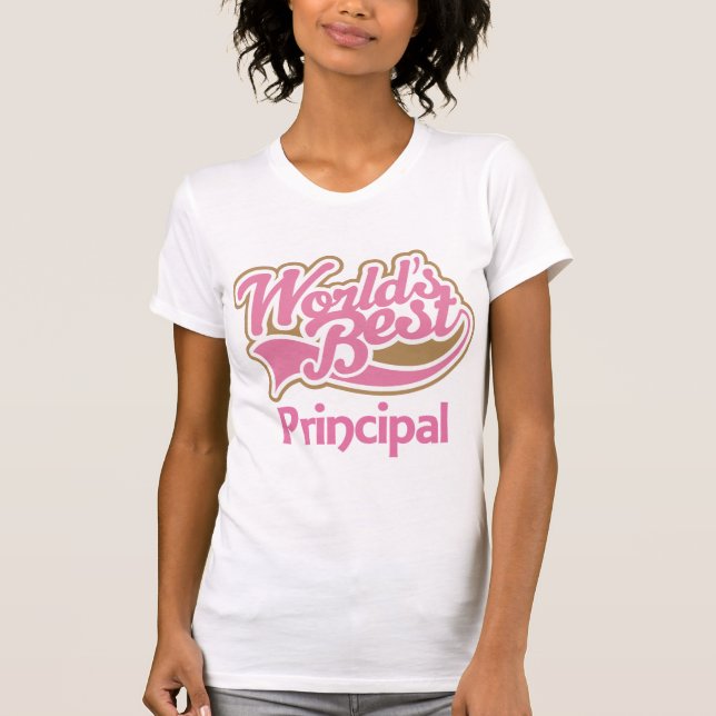 Cute Pink Worlds Best Principal T-Shirt (Front)
