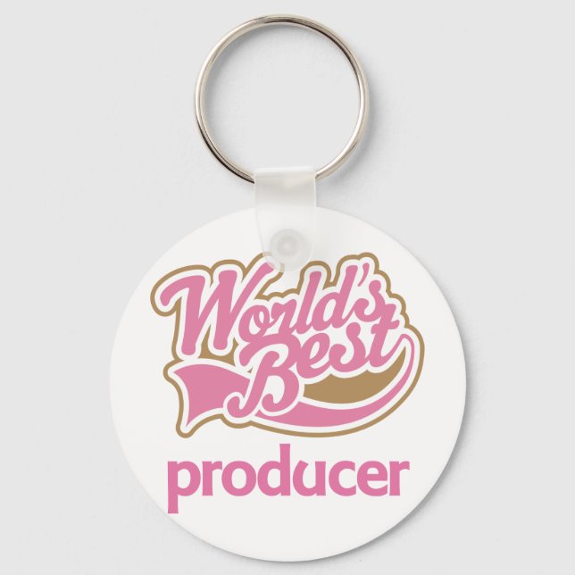 Cute Pink Worlds Best Producer Key Ring (Front)