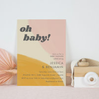 Cute Pink Yellow Abstract Watercolor Baby Shower