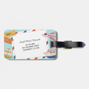 Cute Pink Yellow Blue Customisable Identification Luggage Tag