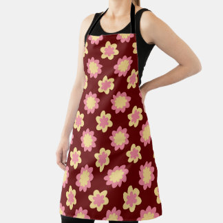 Cute Pink & Yellow Floral Apron