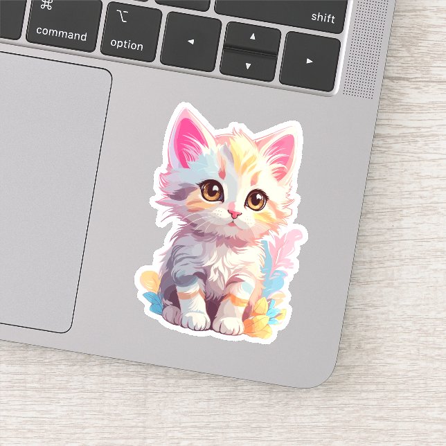 Cute Pink Yellow Kawaii Kitten (Detail)