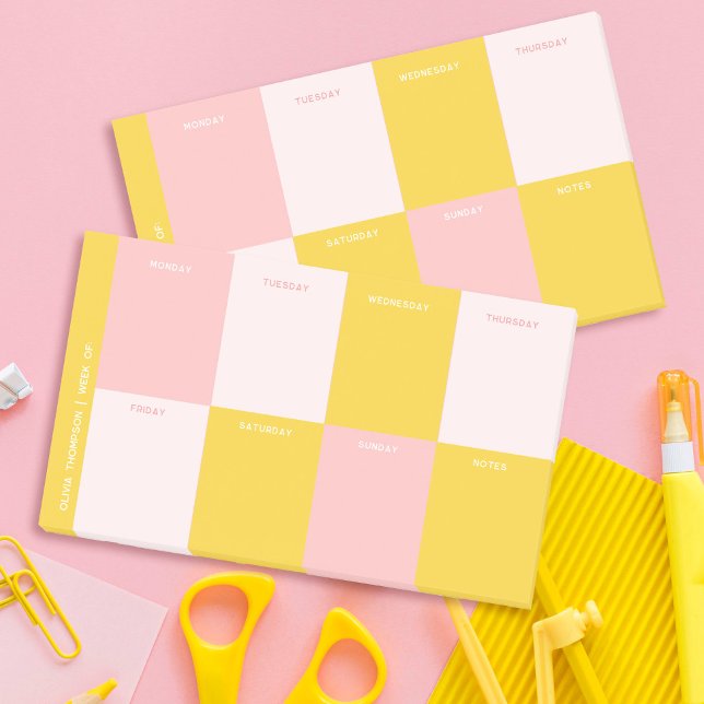 Cute Pink Yellow School Weekly Planner  Post-it Notes (Creator Uploaded)