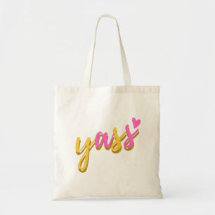 Cute Pink Yellow Yass Letter Tote Bag