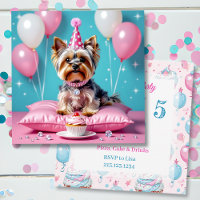 Cute Pink Yorkie Girl's Birthday Party