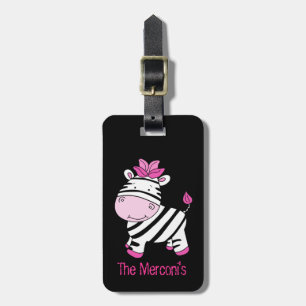 Cute Pink Zebra Customisable Luggage Tag