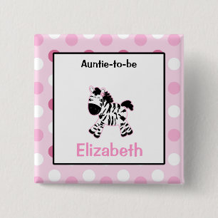 Cute Pink Zebra Customised name tag Button