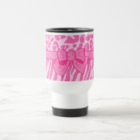 Cute Pink Zebra Leopard Animal Print and Girly Bow