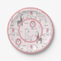Cute Pink Zoo Animals Zebra Baby Shower