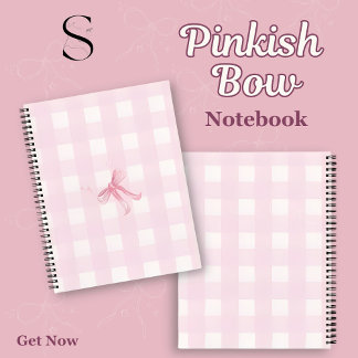 cute pinkish bow with heart notebook