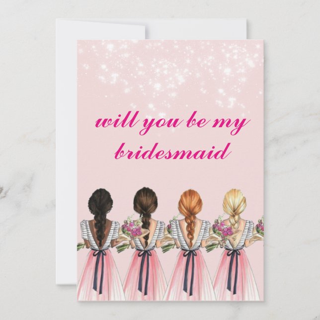 cute pinkish will you be my bridesmaid Invitation (Front)