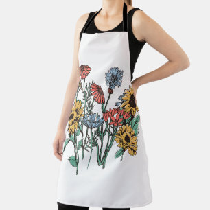 Cute Pinks and Blues Fresh Flowers Apron