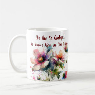 Cute Pinks ''We Are So Grateful'' Floral Design Coffee Mug