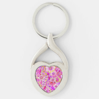 Cute pinky abstract flowers key ring