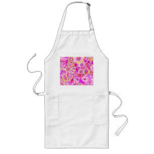 Cute pinky abstract flowers long apron