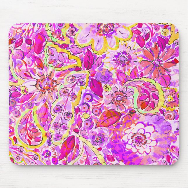 Cute pinky abstract flowers mouse pad (Front)