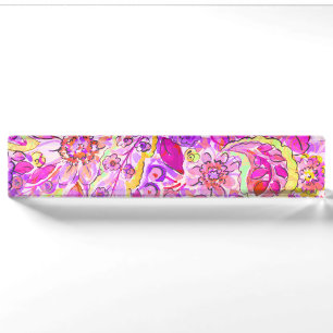 Cute pinky abstract flowers nameplate