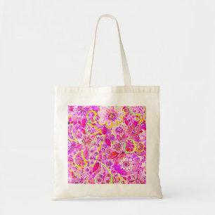 Cute pinky abstract flowers tote bag