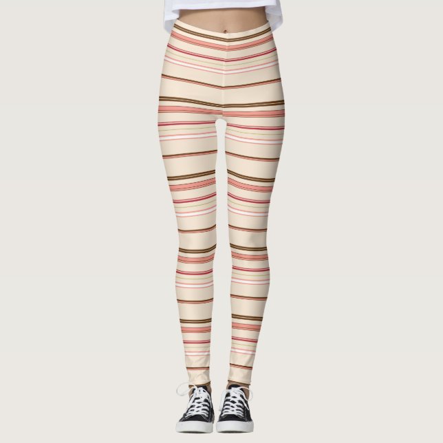 Cute pinky brown stripes leggings (Front)
