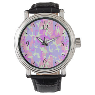 Cute pinky digital camouflage pattern watch
