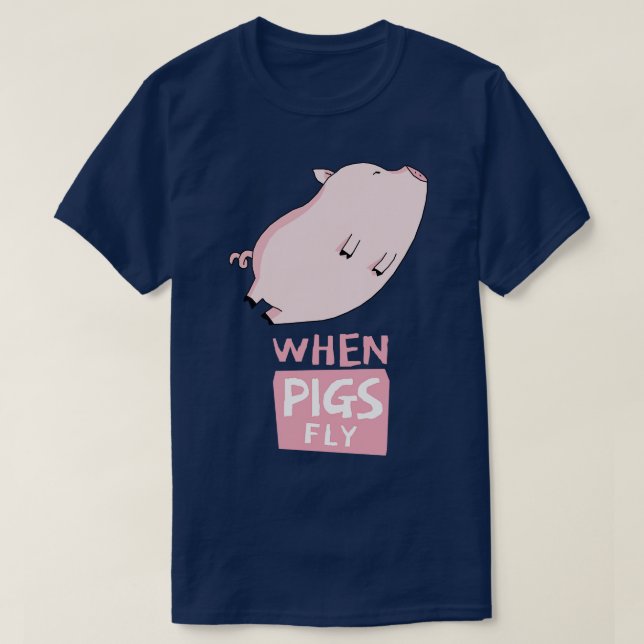 Cute Pinky Pig Flying T-Shirt (Design Front)