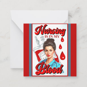 Cute Pinup_ Nursing in my blood Card